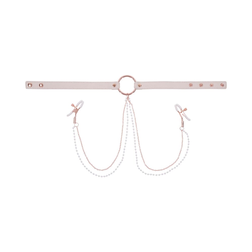 Sex & Mischief Peaches ‘n CreaMe Collar with Nipple Clamps Nipple Clamps Sportsheets