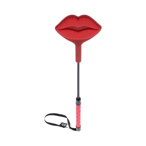 S&M Ex's & Oh's Kiss Crop Flogger Sportsheets Red