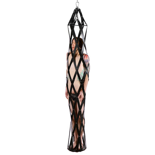 Hanging Rubber Strap Cage Sex Furniture XR Brands Black