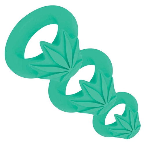 Hazey Pot Leaf Silicone Ring (Set of 3) Cock Ring Maia Toys Green