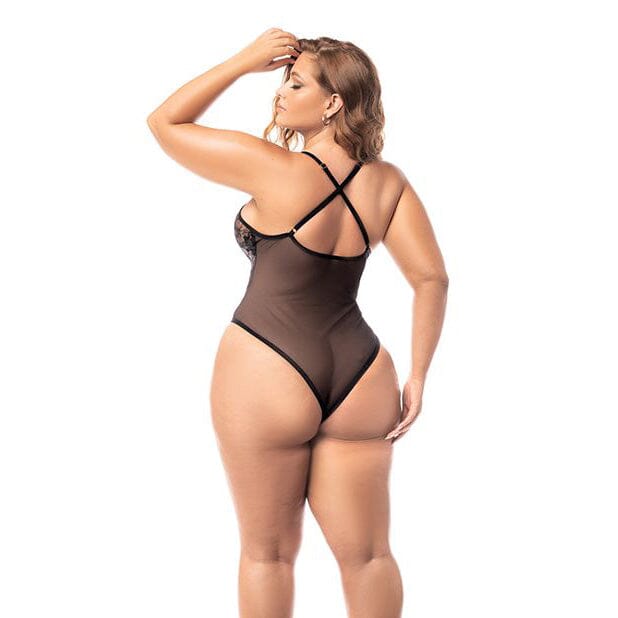 Embroidered Lace Deep V Bodysuit Lingerie Mapale