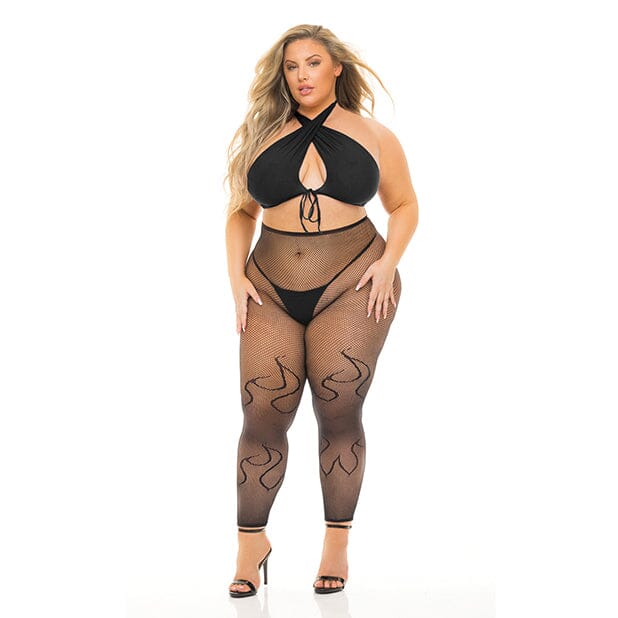 Gives You Hell Halter Bra, Pantyhose & G-String Set Lingerie Pink Lipstick B Black