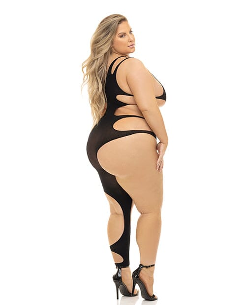 Show You How Cut Out Bodystocking Lingerie Pink Lipstick
