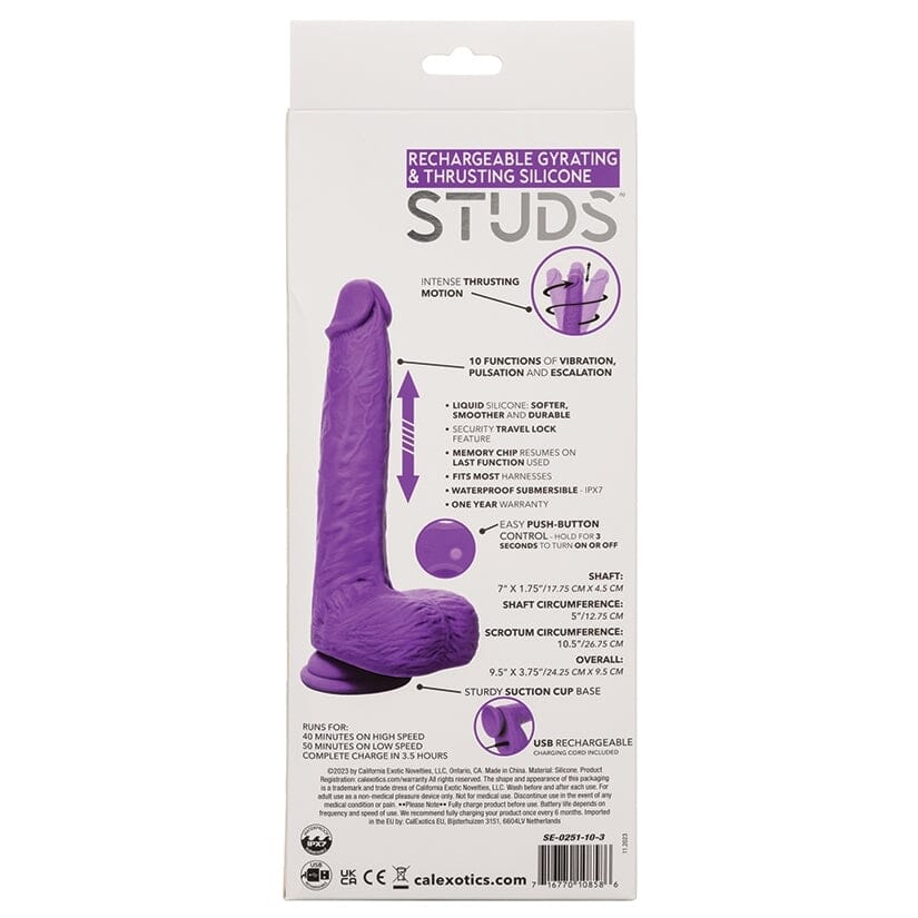 Rechargeable Rumbling & Thrusting Silicone Studs Dildo Dildo Cal Exotics