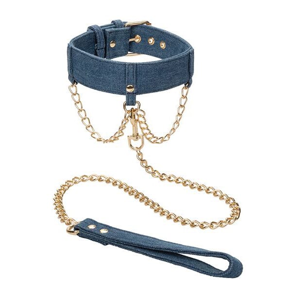 Ride 'Em Denim Collar with Leash