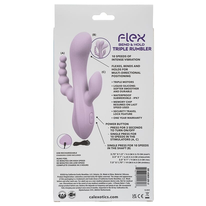 Flex Bend & Hold Triple Rumbler 3-Motor Flexible Vibrator with Memory Function Vibrator Cal Exotics