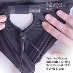 Vibrating Strap On High-Cut Brief Harness Harness Ouch! 