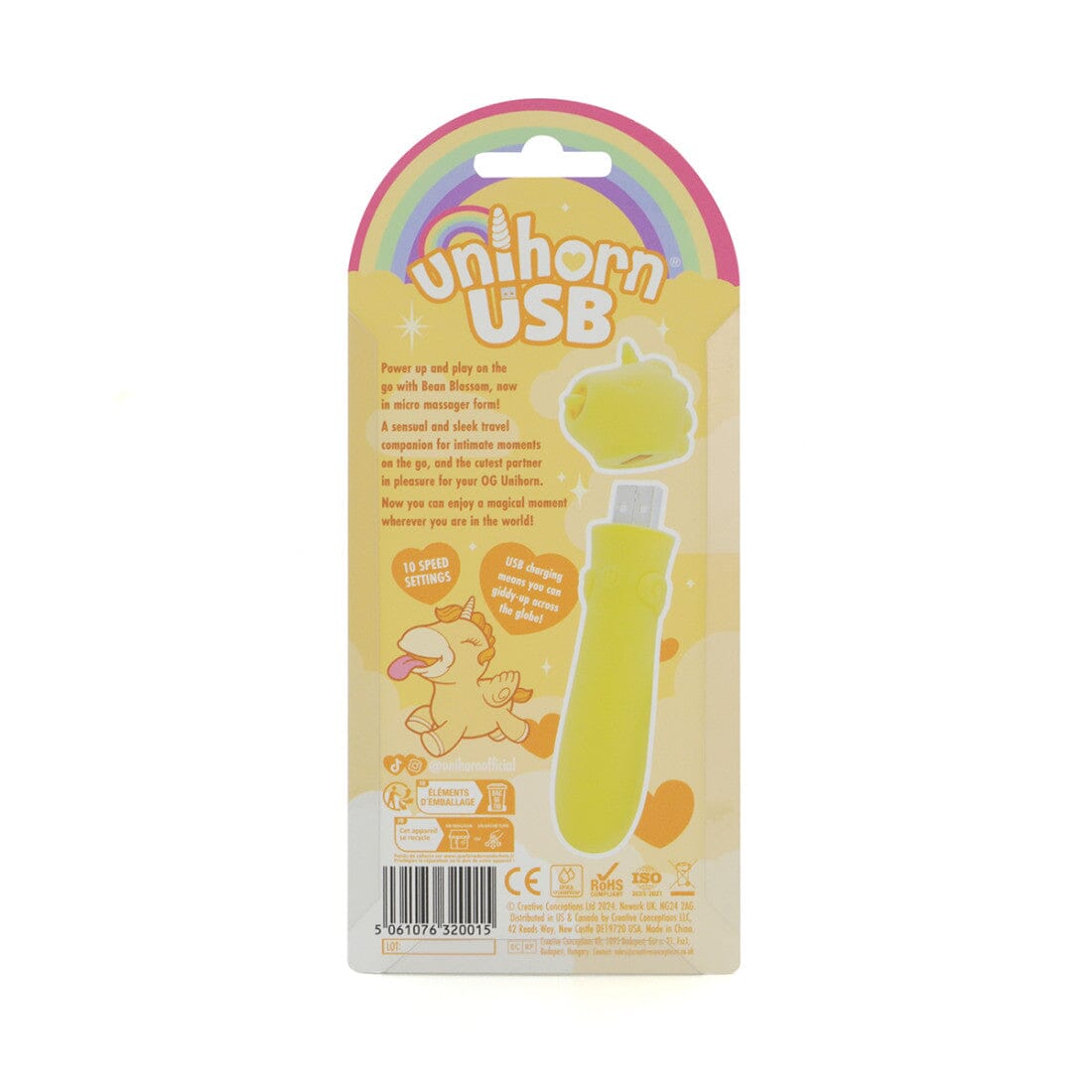 Unihorn Bean Blossom USB Bullet in Yellow Vibrator Creative Conceptions