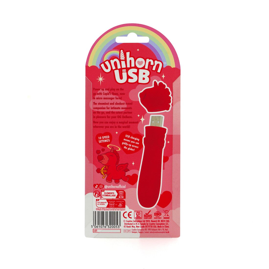 Unihorn Cupids Beau USB Bullet in Light Red Vibrator Creative Conceptions