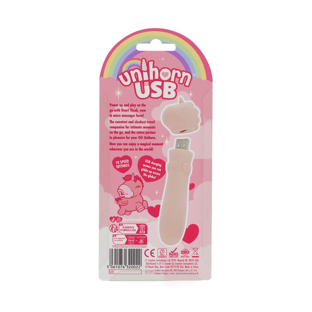 Unihorn Heart Throb USB Bullet in Pink/Peach Vibrator Creative Conceptions