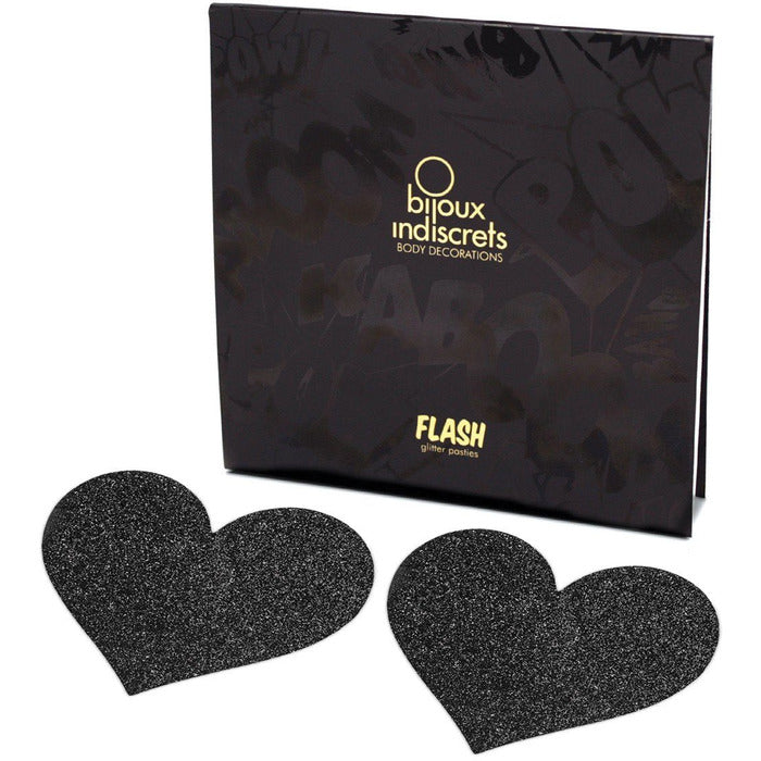 Flash Glitter Pasties Pasties Bijoux Black Heart