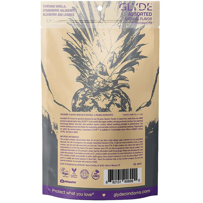 Ultra Condoms Organic Assorted Flavors 10pk Condom Glyde