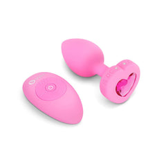 Vibrating Jewel Heart Plug Butt Plug B-Vibe Pink 