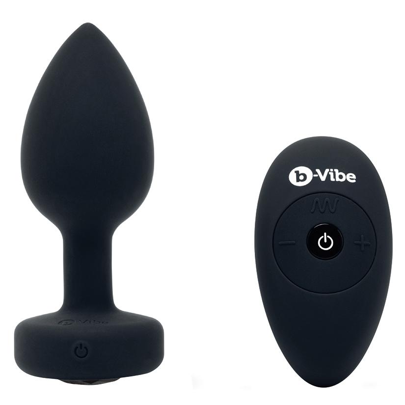 Vibrating Jewel Butt Plug with Remote Butt Plug B-Vibe Black M/L
