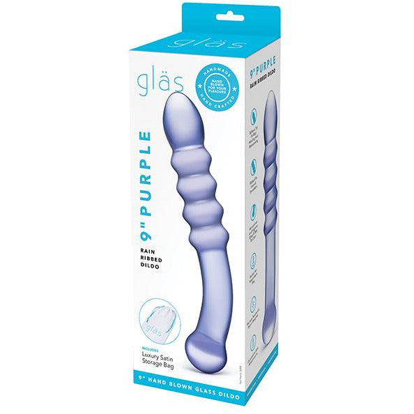 Purple Rain Ribbed Glass Dildo Dildo Glas