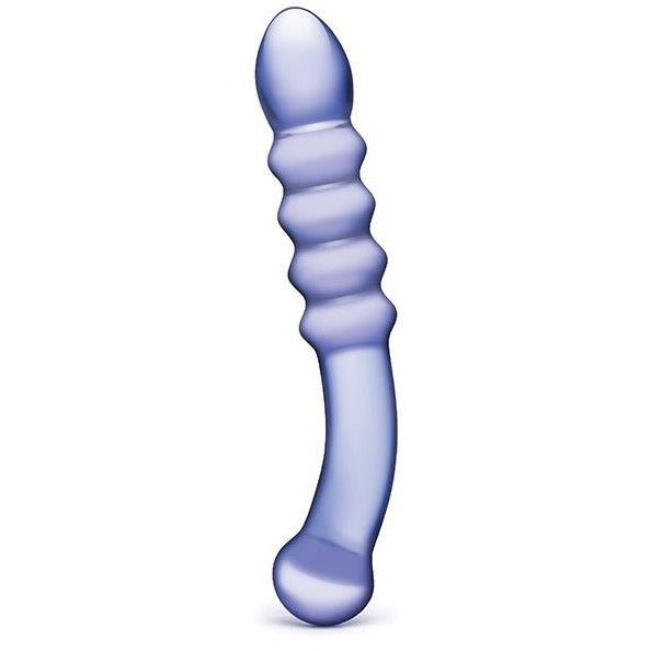 Purple Rain Ribbed Glass Dildo