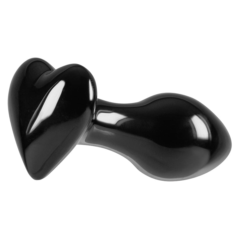 Crystal Heart Glass Butt Plug Butt Plug NS Novelties Black