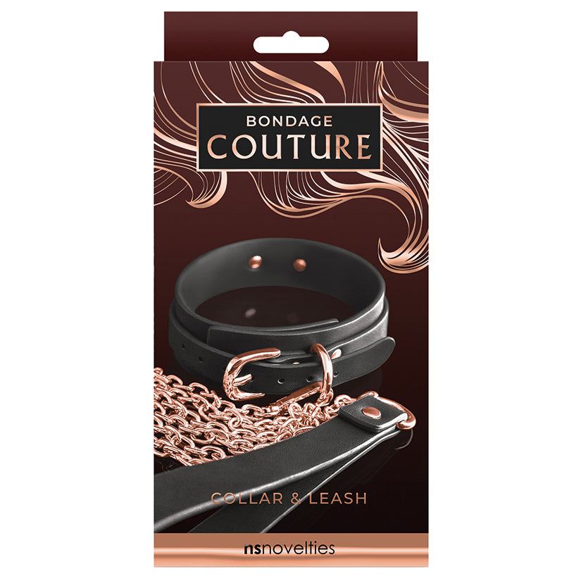 Bondage Couture Rose Gold Collar And Leash Collar NS Novelties