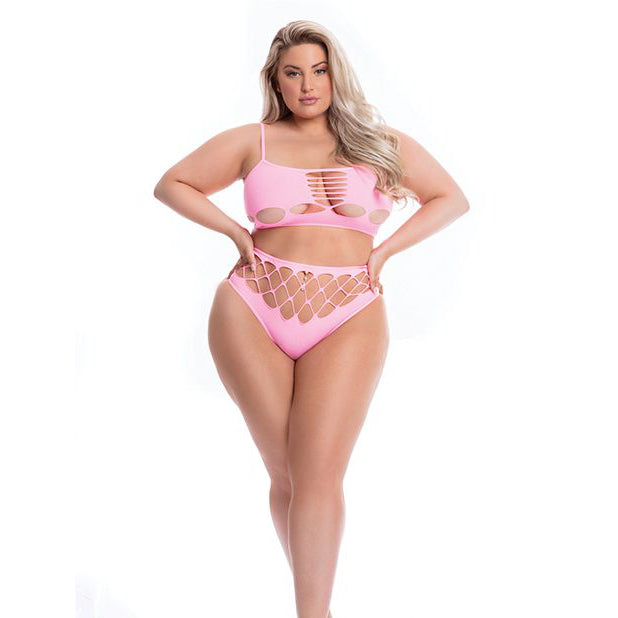 Dreams Bra & High Waist Thong Set Lingerie Pink Lipstick