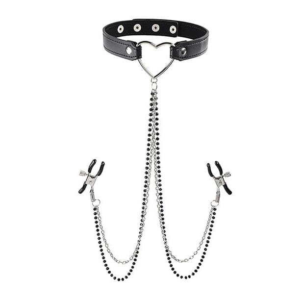 Sex & Mischief Amor Collar w/Nipple Clamps