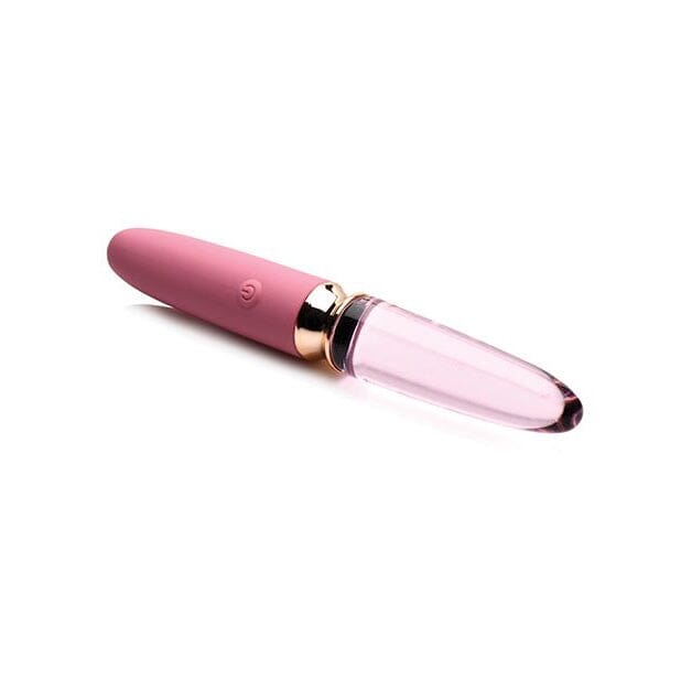 Vibra-Glass Rose Dual-Ended Silicone/Glass Vibrator