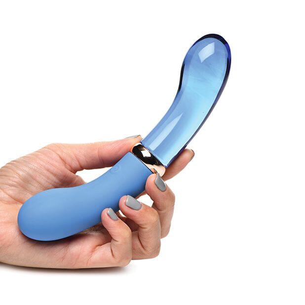 Vibra-Glass Bleu Dual Ended Silicone/Glass Vibrator Vibrator Prisms