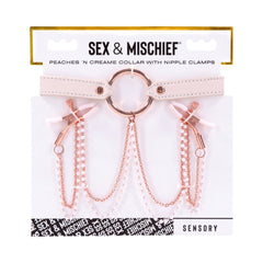 Sex & Mischief Peaches ‘n CreaMe Collar with Nipple Clamps Nipple Clamps Sportsheets 