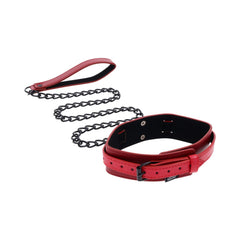 S&M Ex's & Oh's Collar and Leash Collar Sportsheets Red 