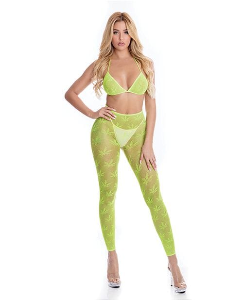 All About Leaf Weed Bra & Leggings Lingerie Pink Lipstick A 