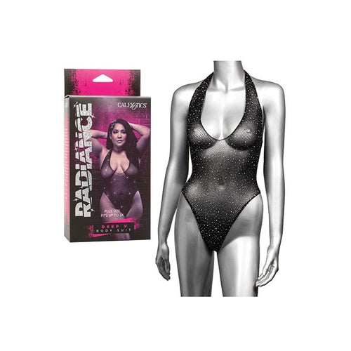 Radiance Deep V Body Suit Lingerie Cal Exotics Size B 