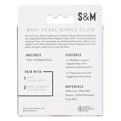 S&M Brat Pearl Nipple Clips Nipple Clamps Sportsheets 