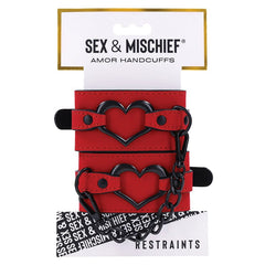 S&M Amor Handcuffs Wrist Cuffs Sportsheets Red 