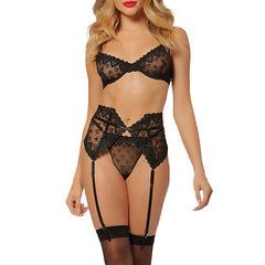 Heart Embroidered Mesh Set Lingerie Seven 'Til Midnight Small 