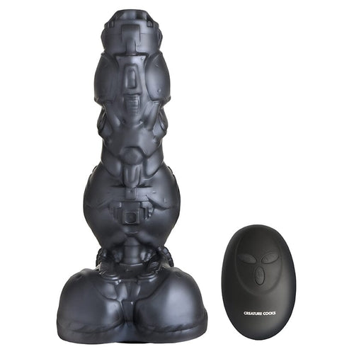 Creature Cocks Cyborg Cock Thrusting and Vibrating Silicone Dildo Dildo XR Brands Black 