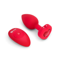 Vibrating Jewel Heart Plug Butt Plug B-Vibe Red 