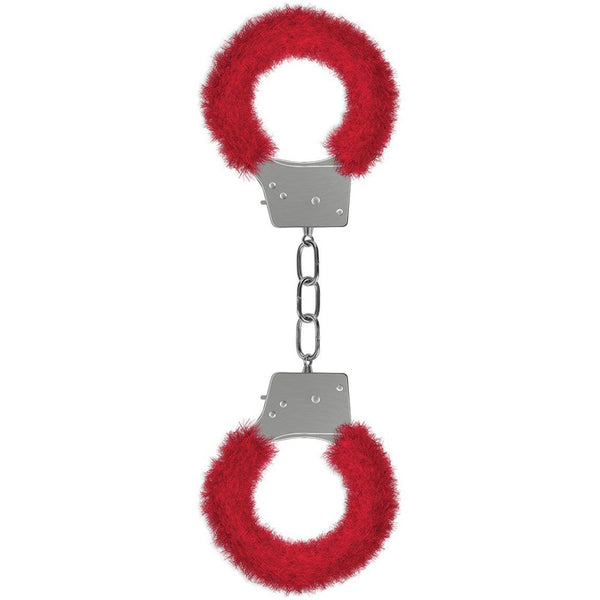 Ouch Beginners Furry Handcuffs Wrist Cuffs Ouch! Red 