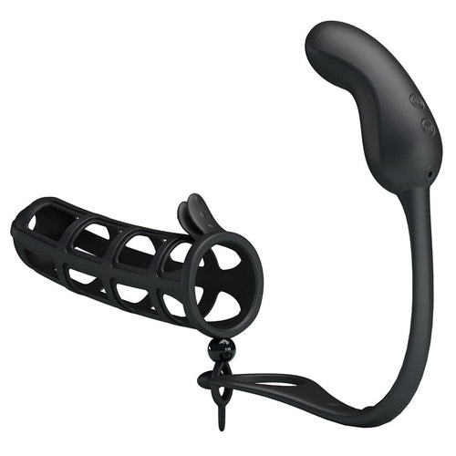 Hercules Vibrating Anal Stimulator and Sheath Penis Extender Pretty Love 