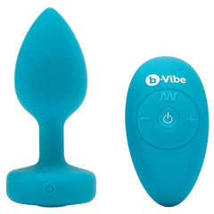 Vibrating Jewel Butt Plug with Remote Butt Plug B-Vibe Blue S/M 