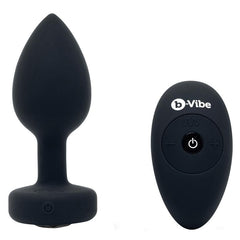 Vibrating Jewel Butt Plug with Remote Butt Plug B-Vibe Black M/L 