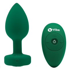 Vibrating Jewel Butt Plug with Remote Butt Plug B-Vibe Green M/L 