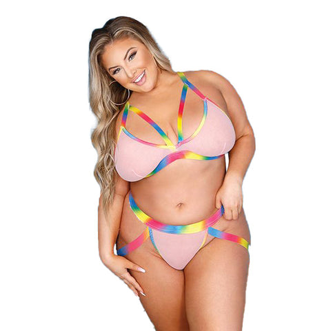 Opulence Shimmer Mesh Halter Top & Panty with Pearl Details