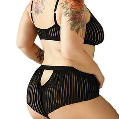 Vixen Striped Mesh Bralette & Shorties Lingerie Fantasy Lingerie 