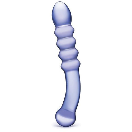 Purple Rain Ribbed Glass Dildo Dildo Glas 