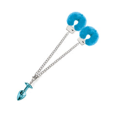 Jewel Butt Plug and Cuff Set Butt Plug Nixie Blue 