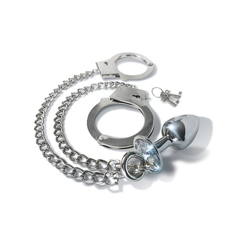 Jewel Butt Plug and Cuff Set Butt Plug Nixie Silver 