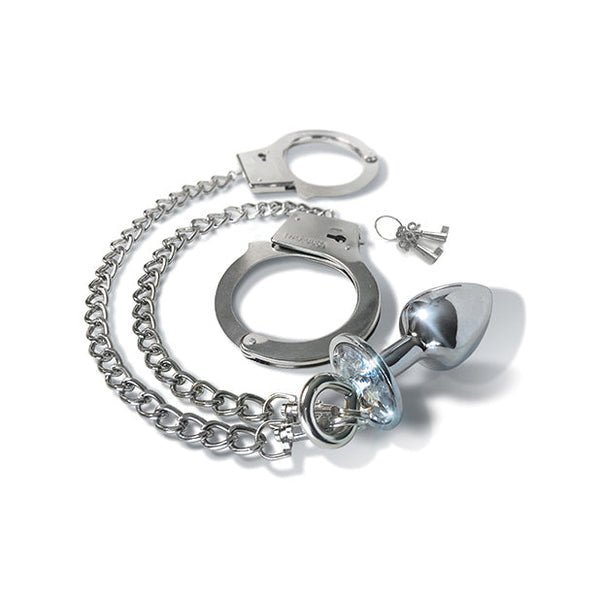 Jewel Butt Plug and Cuff Set Butt Plug Nixie Silver 