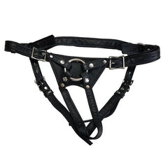 Crotch Rocket Leather Strap-On Harness Harness Locked In Lust 