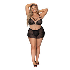 Strappy Bralette with Flirty Thong Skirt Lingerie Magic Silk 
