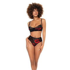 Rose Mesh Underwire Bra & High Waisted Bottom Lingerie Mapale S/M 