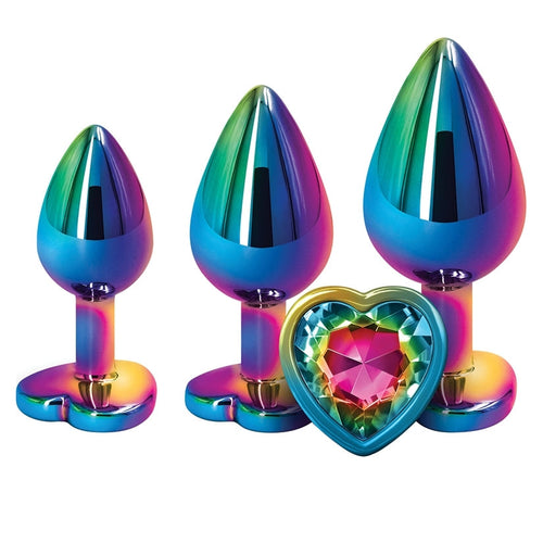 Rear Assets Heart Jewel Trainer Kit Anal Plug Kit NS Novelties Rainbow 